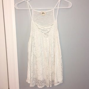 WHITE LACE UP TANK TOP